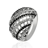 Cubic Zirconia Micro Pave Brass Ring silver color plated vintage & micro pave cubic zirconia & for woman & hollow nickel lead & cadmium free Sold By PC