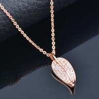 Brass Necklace with 5cm extender chain Leaf plated fashion jewelry & for woman & with rhinestone nickel lead & cadmium free Length Approx 37 cm Sold By PC