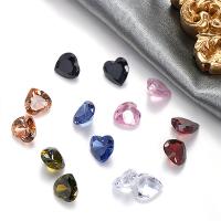 Cubic Zirconia Cabochons, Heart, polished, DIY & faceted, more colors for choice, 8mm, Approx 100PCs/Bag, Sold By Bag