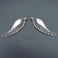 Wing Shaped Tibetan Style Pendants, antique silver color plated, vintage & DIY & hollow, nickel, lead & cadmium free, 14x44mm, Approx 100PCs/Bag, Sold By Bag