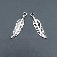 Tibetan Style Feather Pendants, antique silver color plated, vintage & DIY, nickel, lead & cadmium free, 8x31mm, Approx 100PCs/Bag, Sold By Bag
