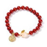 Gemstone Bracelets Purple Clay with Zinc Alloy Rabbit gold color plated fashion jewelry & for woman red 8mm 12mm Length Approx 19 cm Sold By PC