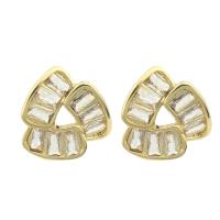 Brass Stud Earring, gold color plated, fashion jewelry & for woman & with rhinestone, nickel, lead & cadmium free, 13x14x15mm, Sold By Pair
