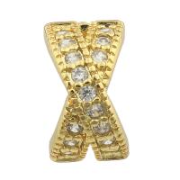 Goujon Laiton, Placage de couleur d'or, bijoux de mode & pour femme & avec strass, protéger l'environnement, sans nickel, plomb et cadmium, 13x7x18mm, Vendu par paire