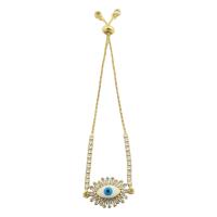 Bracelet Evil Eye bijoux, laiton, Placage de couleur d'or, bijoux de mode & pour femme & avec strass, protéger l'environnement, sans nickel, plomb et cadmium, 129x24x2mm, Longueur:Environ 5.1 pouce, Vendu par PC