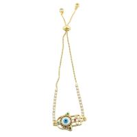Evil Eye Biżuteria Bransoletka, Mosiądz, Platerowane w kolorze złota, biżuteria moda & dla kobiety & z kamieniem, bez zawartości niklu, ołowiu i kadmu, 129x26x2mm, długość około 5.1 cal, sprzedane przez PC