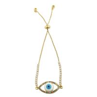 Bracelet Evil Eye bijoux, laiton, Placage de couleur d'or, bijoux de mode & pour femme & avec strass, protéger l'environnement, sans nickel, plomb et cadmium, 121x29x2mm, Longueur:Environ 4.8 pouce, Vendu par PC