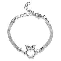 Brass Bracelet & Bangle, with 1.18inch extender chain, silver color plated, fashion jewelry & different styles for choice & for woman & with rhinestone, nickel, lead & cadmium free, Length:Approx 7.09 cm, Sold By PC