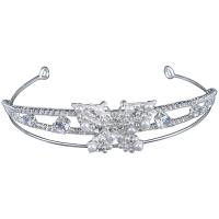 Bridal Tiaras Zinc Alloy with Plastic Pearl silver color plated fashion jewelry & for woman & with rhinestone silver color nickel lead & cadmium free Inner Approx 160mm Length 40 mm Sold By PC