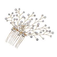 Decorative Hair Combs Zinc Alloy with Crystal & Plastic Pearl handmade fashion jewelry & for woman golden nickel lead & cadmium free Sold By PC