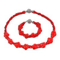 Jewelry Sets Glass Beads with Crystal & for woman & with rhinestone Length Approx 7.48 Inch Approx 18.5 Inch Sold By PC