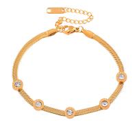 Stainless Steel Jewelry Bracelet, 316L Stainless Steel, with 1.97inch extender chain, Vacuum Ion Plating, fashion jewelry & micro pave cubic zirconia & for woman, golden, Length:Approx 6.69 Inch, Sold By PC
