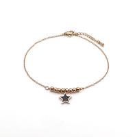 Stainless Steel Anklet, 304 Stainless Steel, with Acrylic, with 1.18inch extender chain, Star, 18K gold plated, fashion jewelry & for woman, golden, Length:Approx 8.27 Inch, Sold By PC