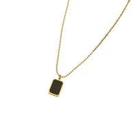 Titanium Steel Necklace, with Acrylic, with 1.97inch extender chain, Vacuum Ion Plating, fashion jewelry & for woman, golden, 2mm,12*17mm, Sold Per Approx 16.54 Inch Strand