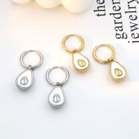 Stainless Steel Huggie Hoop Earring 304 Stainless Steel with Shell Avocado Vacuum Ion Plating fashion jewelry & for woman Sold By Pair