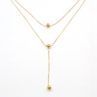 Stainless Steel Jewelry Necklace 304 Stainless Steel with 1.97inch extender chain Vacuum Ion Plating Double Layer & fashion jewelry & for woman golden Length Approx 13.78 Inch Approx 14.96 Inch Sold By PC