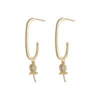 Brass Earring Drop Component gold color plated DIY & micro pave cubic zirconia golden nickel lead & cadmium free Sold By Pair
