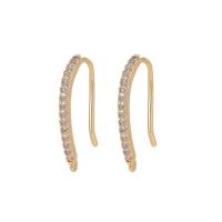 Brass Hook Earwire gold color plated DIY & micro pave cubic zirconia golden nickel lead & cadmium free Sold By Pair