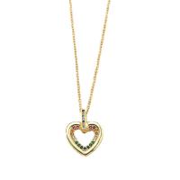 Cubic Zircon Micro Pave Brass Necklace, with 5cm extender chain, Heart, gold color plated, micro pave cubic zirconia & for woman, more colors for choice, nickel, lead & cadmium free, 17x21mm, Length:40 cm, Sold By PC