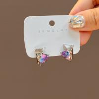 Zinc Alloy Drop Earrings with Cubic Zirconia silver color plated fashion jewelry & for woman purple nickel lead & cadmium free Sold By Pair