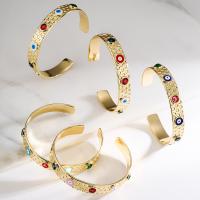 Evil Eye Jewelry Bracelet Brass plated fashion jewelry & micro pave cubic zirconia & enamel nickel lead & cadmium free Sold By PC