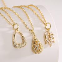 Cubic Zircon Micro Pave Brass Necklace with 5cm extender chain plated fashion jewelry  & micro pave cubic zirconia golden nickel lead & cadmium free Length 45 cm Sold By PC