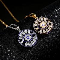 Evil Eye Jewelry Necklace, Brass, with 5cm extender chain, plated, fashion jewelry & micro pave cubic zirconia, more colors for choice, nickel, lead & cadmium free, 22x29mm, Length:45 cm, Sold By PC