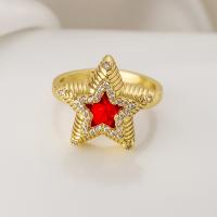 Cubic Zirconia Micro Pave Brass Ring Star plated fashion jewelry & micro pave cubic zirconia nickel lead & cadmium free inner 1.7~1.9cm Sold By PC