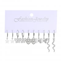 Zinc Alloy Earring Set silver color plated 9 pieces & fashion jewelry & for woman silver color Sold By Set