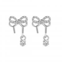Zinc Alloy Drop Earrings silver color plated fashion jewelry & for woman & with rhinestone silver color Sold By Pair