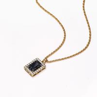 Tibetan Style Jewelry Necklace, with Black Stone, with 5cm extender chain, gold color plated, fashion jewelry & for woman & with rhinestone, two different colored, 24mm, Length:23.5 cm, Sold By PC