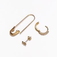 Boucles d'oreilles en alliage de zinc, Placage de couleur d'or, bijoux de mode & pour femme & avec strass, doré, Vendu par PC