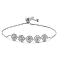 Cubic Zirconia Micro Pave Brass Bracelet Flower plated adjustable & micro pave cubic zirconia & for woman nickel lead & cadmium free 10mm Length 275 mm Sold By PC