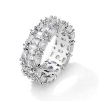 Cubic Zirconia Micro Pave Brass Ring Donut platinum color plated & micro pave cubic zirconia & for woman nickel lead & cadmium free 8mm Sold By PC