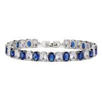 Cubic Zirconia Micro Pave Brass Bracelet, platinum color plated, micro pave cubic zirconia & for woman, nickel, lead & cadmium free, 7mm, Length:18.5 cm, Sold By PC