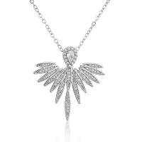 Cubic Zircon Micro Pave Brass Necklace, with 5cm extender chain, Angel Wing, plated, micro pave cubic zirconia & for woman, more colors for choice, nickel, lead & cadmium free, 30x30mm, Length:40 cm, Sold By PC