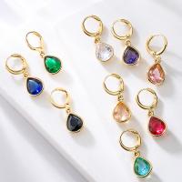 Brass Drop Earring, Teardrop, plated, micro pave cubic zirconia, more colors for choice, nickel, lead & cadmium free, 10x28mm, Sold By Pair
