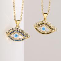 Evil Eye Jewelry Necklace Brass with 5cm extender chain plated micro pave cubic zirconia & enamel nickel lead & cadmium free Length 45 cm Sold By PC