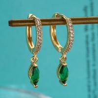 Brass Drop Earring Teardrop plated micro pave cubic zirconia nickel lead & cadmium free Sold By Pair