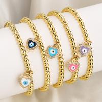 Evil Eye Jewelry Bracelet, Brass, Heart, plated, micro pave cubic zirconia & enamel, more colors for choice, nickel, lead & cadmium free, 11x12mm, Length:Approx 17 cm, Sold By PC