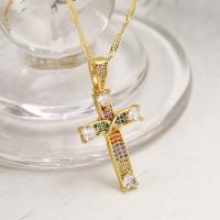 Cubic Zircon Micro Pave Brass Necklace with 5cm extender chain Cross plated micro pave cubic zirconia nickel lead & cadmium free Length 45 cm Sold By PC