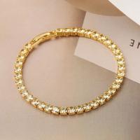 Cubic Zirconia Micro Pave Brass Bracelet, Round, plated, micro pave cubic zirconia, more colors for choice, nickel, lead & cadmium free, Length:17 cm, Sold By PC