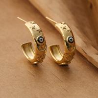 Evil Eye Earrings Brass plated enamel & with rhinestone nickel lead & cadmium free Sold By Pair