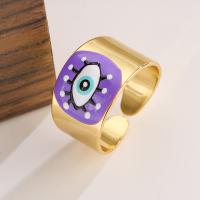 Evil Eye Smykker Finger Ring, Messing, forgyldt, mode smykker & emalje, flere farver til valg, nikkel, bly & cadmium fri, Indvendig diameter:Ca. 17mm, Solgt af PC