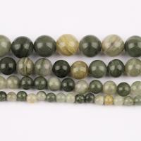 Mischedelstein Perlen, Grüner Grasstein, rund, DIY & verschiedene Größen vorhanden, verkauft per ca. 37 cm Strang