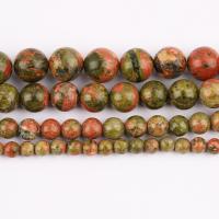 Unakite Beads, Runde, du kan DIY & forskellig størrelse for valg, Solgt Per Ca. 37 cm Strand