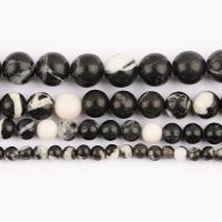 Mischedelstein Perlen, Zebra Jaspis, rund, poliert, DIY & verschiedene Größen vorhanden, verkauft per ca. 37 cm Strang