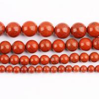 Jade Beads, Red Jasper, Runde, poleret, du kan DIY & forskellig størrelse for valg, Solgt Per Ca. 37 cm Strand