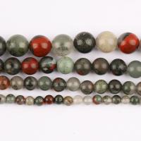 Mischedelstein Perlen, Afrikanischer Blutstein, rund, poliert, DIY & verschiedene Größen vorhanden, verkauft per ca. 37 cm Strang