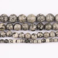 Mischedelstein Perlen, Karte-Stein, rund, poliert, DIY & verschiedene Größen vorhanden, verkauft per ca. 37 cm Strang